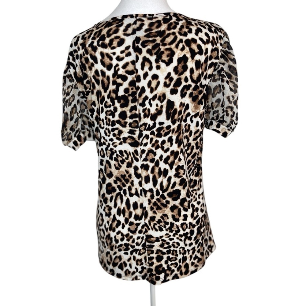 Adele & May Animal Print Short Sleeve Rushing Top Size Medium - Picture 2 of 11